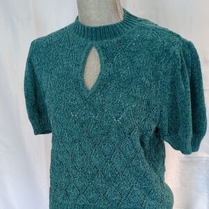 Teal Knit Short Sleeve Sweater
